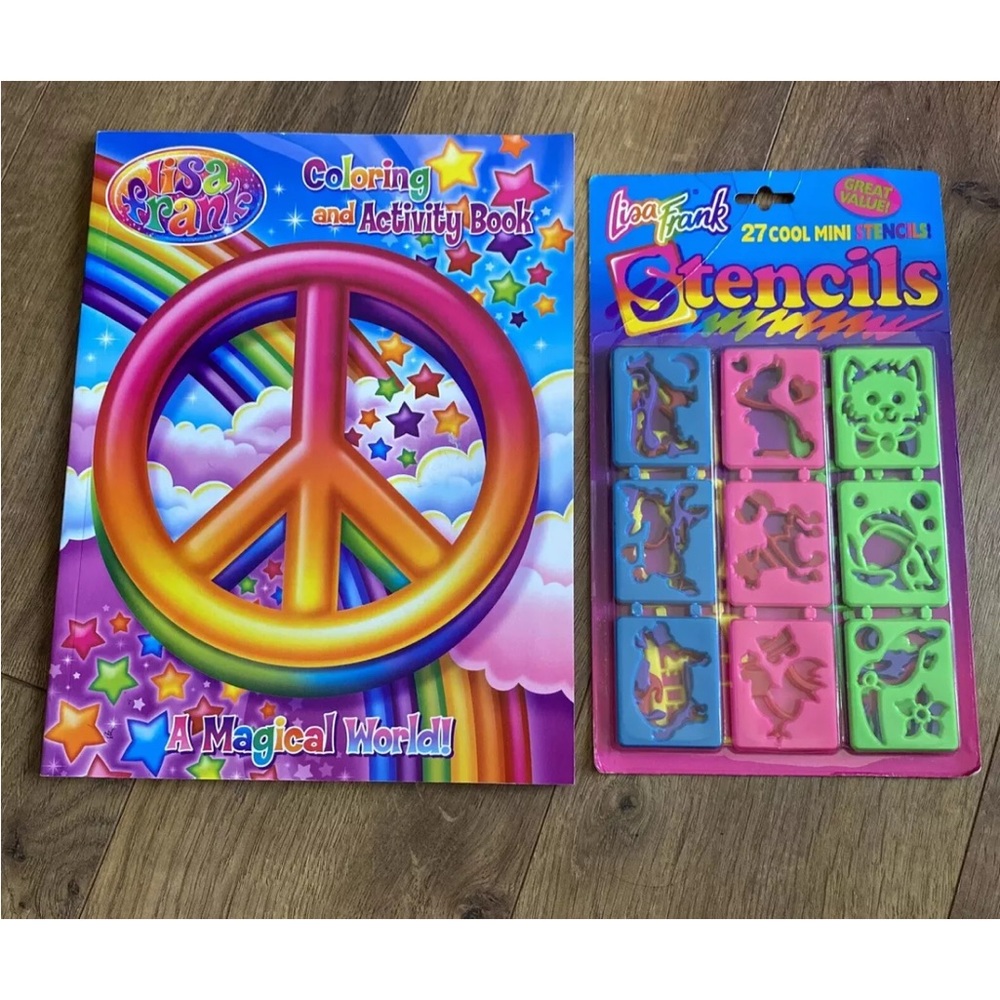 Vintage Lisa Frank Mini Stencils 90's NEW SEALED And Coloring Activity Book